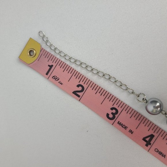 Silver Faux Pearl Bezel Chandelier Statement necklace - Picture 8 of 8